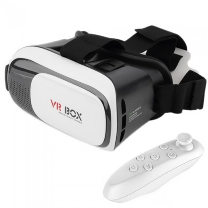 Гарнитура дополненной реальности VR BOX 2.0 с пультом Гарнитура виртуальной и дополненной реальности + пульт VR BOX 2 позволяет смотреть панорамные кинофильмы, 3D игры при помощи вашего смартфона диагональю 4.7-6 дюймов, а также исследовать новые миры виртуальной реальности.