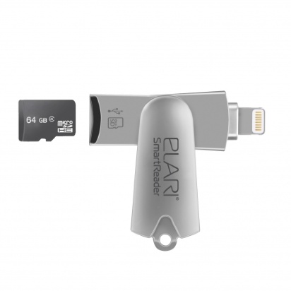 Elari SmartReader - Lightning/USB флешка с расширяемым объемом памяти Elari SmartReader - Lightning/USB флешка с расширяемым объемом памяти. SmartReader от компании Elari представляет собой одно из самых необходимых на сегодня устройств для хранения, накопления информации и расширения памяти для гаджетов Apple. 
