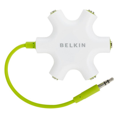 Belkin RockStar - Разветвитель для наушников  Разветвитель для наушников Belkin Rock Star позволяет подключить к смартфону или плееру до 5 пар наушников, чтобы слушать музыку вместе с друзьями