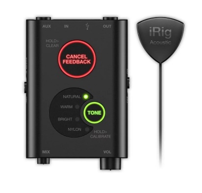 IK Multimedia iRig Acoustic Stage - Микрофонная система для гитары/аудиоинтерфейс для iOS, Android, Mac и PC iRig Acoustic Stage это новое высокотехнологичное решение для точного воспроизведения звучания акустических гитар и других струнных инструментов со студийным качеством на сцене и в студии. Сочетание его передового MEMS микрофона, высококачественного предусилителя и DSP процессора обеспечивает естественное звучание вашего инструмента. А дополнительные возможности, простота установки и удобство использования, подарят незабываемые ощущения от игры.