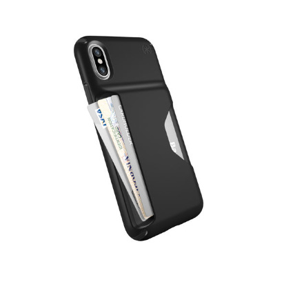 Speck Presidio Wallet для iPhone X/Xs - Чехол с карманом для карт Speck Presidio Wallet для iPhone X/Xs — надёжный и удобный чехол для iPhone X/Xs с отделением для банковских карт и пропуска. Этот чехол защитит ваш смартфон от негативных внешних воздействий. Запатентованная технология двойного слоя защитит корпус смартфона от вмятин и царапин, а специальная конструкция бампера чехла убережёт ваш iPhone X при случайном падении с высоты до 3-х метров. 