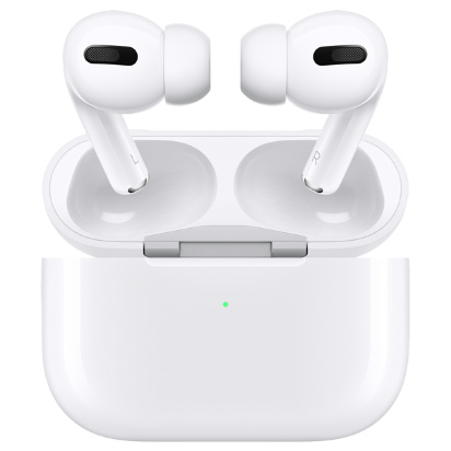 Apple AirPods Pro - Беспроводные наушники с шумоподавлением Apple AirPods Pro – первые внутриканальные беспроводные наушники американского бренда. Они укомплектованы тремя парами силиконовых вкладышей, поэтому вы можете надёжно закрепить их и слушать музыку с комфортом!
