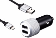 Автомобильное ЗУ Just Mobile Highway Max_ 2 USB + кабель Lightning