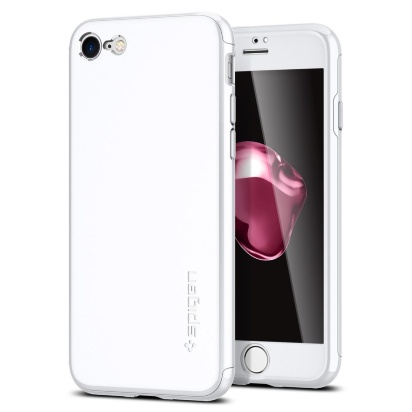 Чехол Spigen Thin Fit 360 для iPhone 7 в комплекте с защитным стеклом Чехол Spigen Thin Fit 360 для iPhone 7 в комплекте с защитным стеклом – полноценная защита вашего телефона. Он производится из прочного материала – поликарбоната, поэтому отличается долгим сроком службы.