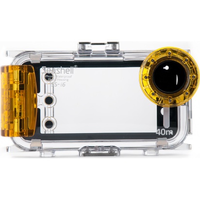 Бокс Seashell SS-i6 для подводной съемки на iPhone 6/6s Бокс защищен от протекания при погружении на глубину до 40 м. Специальное стекло позволяет делать качественные подводные фотографии. Расположение кнопок на боксе обеспечивает удобное управление фото- и видеосъемкой в штатном меню IPhone.