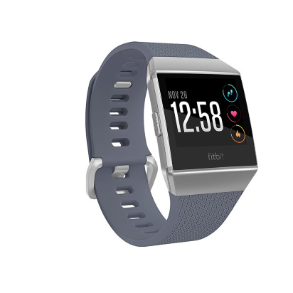 Умные часы Fitbit Ioniс Fitbit Ioniс – отличное сочетание удобного интерфейса и стильного дизайна. Часы позволяют загружать полезные приложения, прослушивать любимые мелодии во время тренировки и имеют ряд полезных функций: персональный тренер, поддержка GPS, пульсометр. 